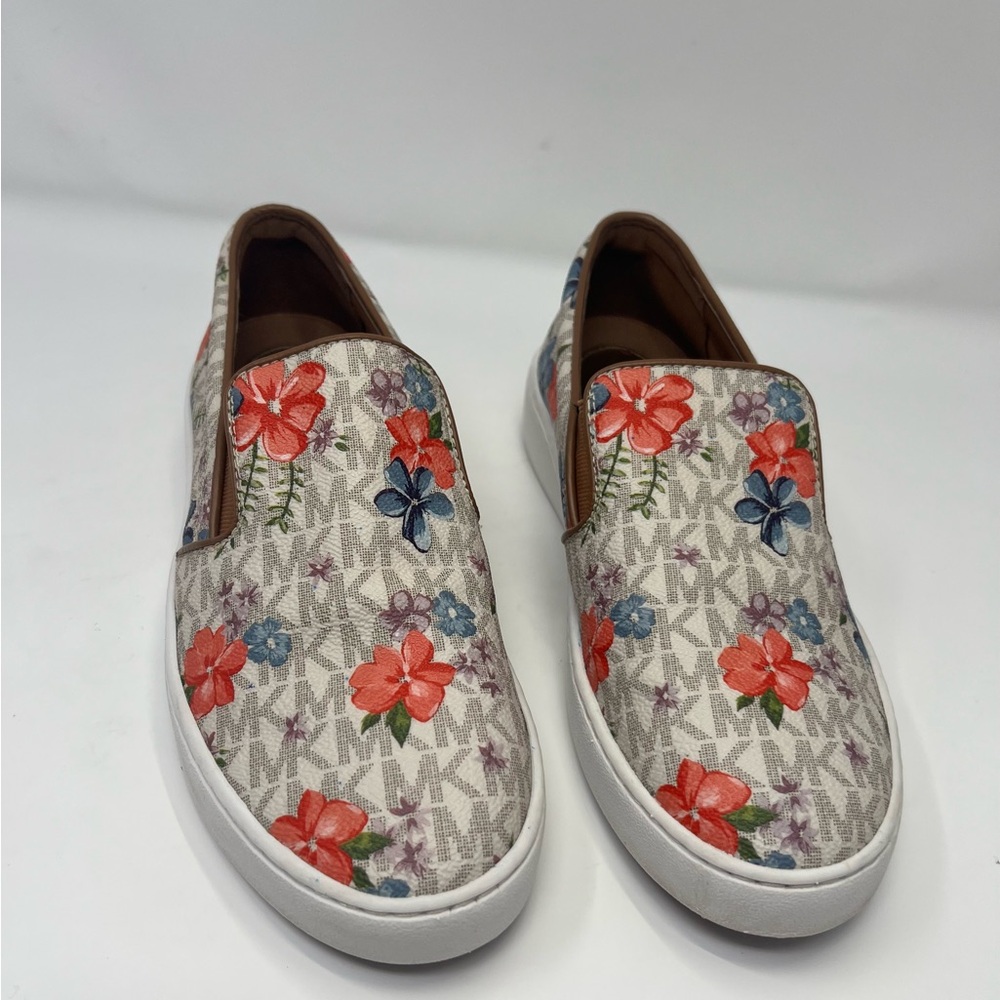 Michael Kors Poppy Floral Slip On Sneakers Size 7.5 Shoes Spring Summer Flats